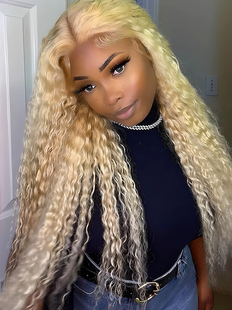 CurlyMe 613 Blonde Kinky Curly Human Hair Wigs 13x4 Lace Front Wigs - Image 4