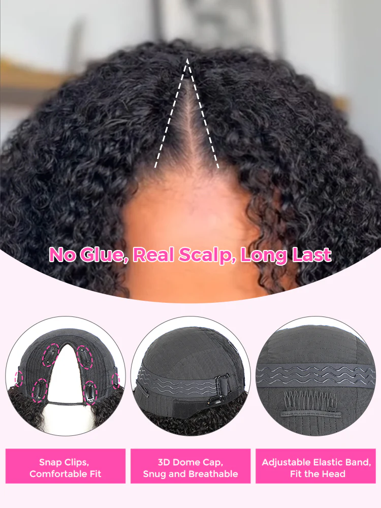 CurlyMe Body Wave Human Hair V Part Wig Glueless No Lace Same as Thin Part Wig - Image 7