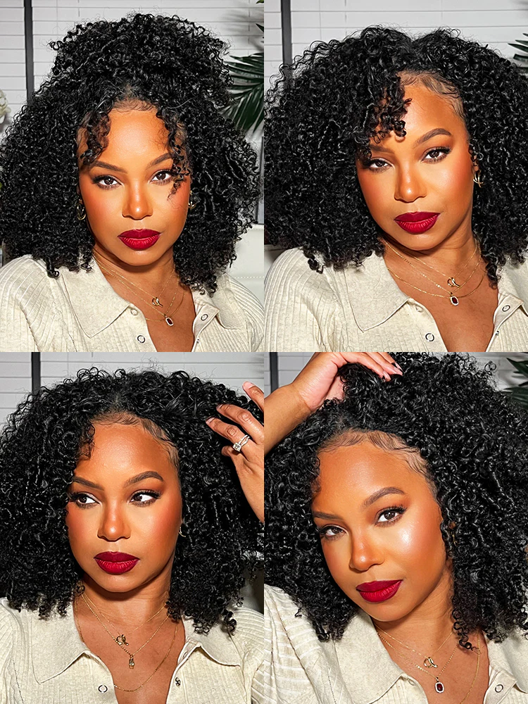 CurlyMe V Part Glueless No Leave Out Afro Kinky Curly Human Hair Wig Pre-plucked Beginner Friendly - Image 8