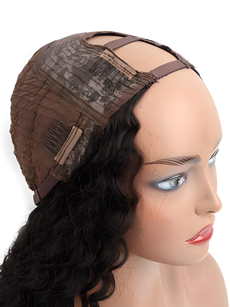 CurlyMe Deep Wave 180% Density U part Wig Human Hair Glueless No Lace Wig - Image 3