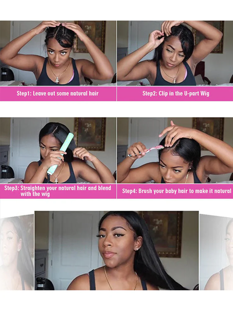 CurlyMe Deep Wave 180% Density U part Wig Human Hair Glueless No Lace Wig - Image 7