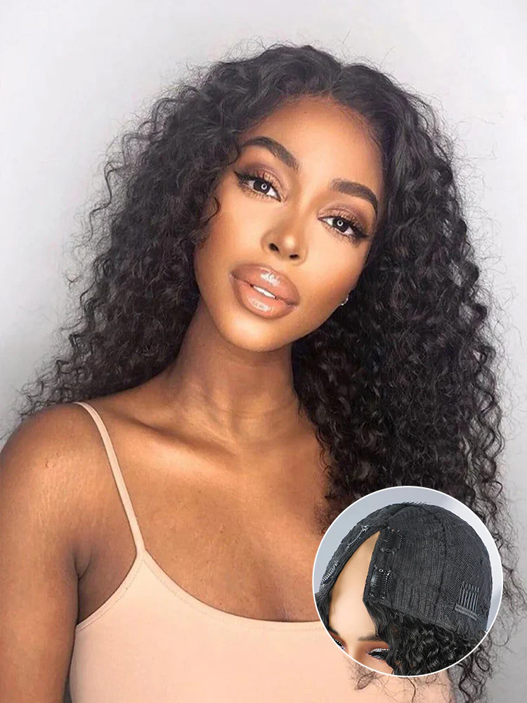 CurlyMe Water Wave V Part Wig Human Hair Glueless No Lace Wig Same as Thin Part - Image 6