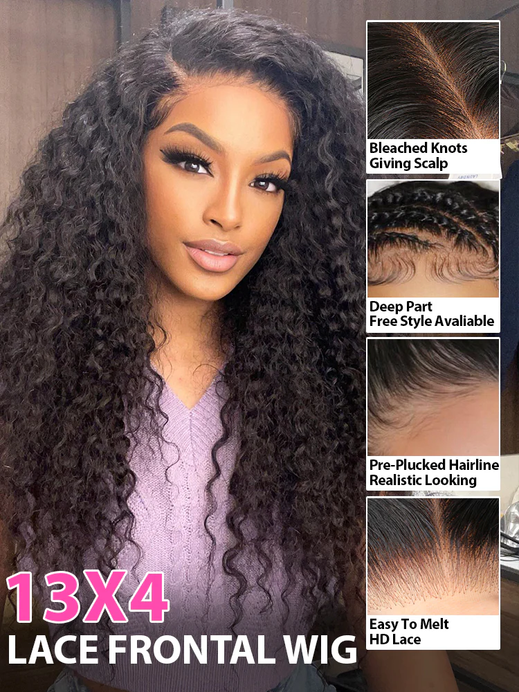 CurlyMe Trendy Kinky Curly Hair 13x4 Lace Front Wigs Cute Curls - Image 4