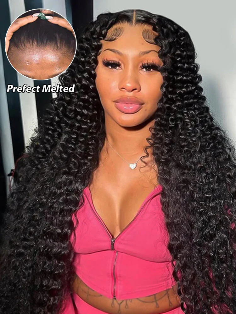 CurlyMe Water Wave Hair 13x4 Transparent Lace Front Wig Pre Plucked - Image 3