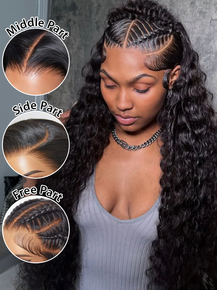 CurlyMe Water Wave Human Hair 13x6 Transparent Lace Front Wig Pre Plucked - Image 4