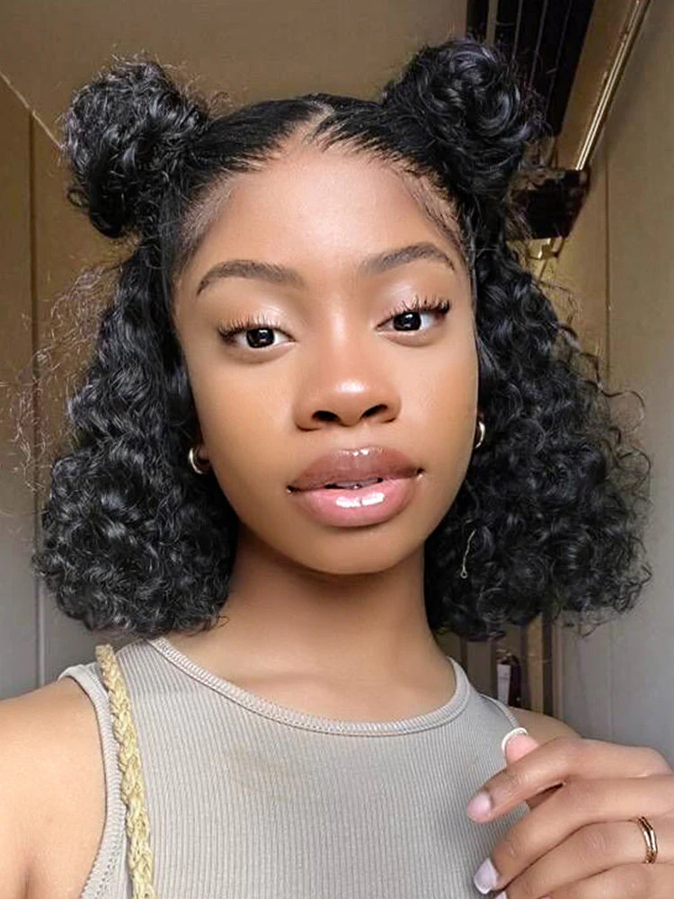 CurlyMe Water Wave Human Hair 13x6 Transparent Lace Front Wig Pre Plucked - Image 9