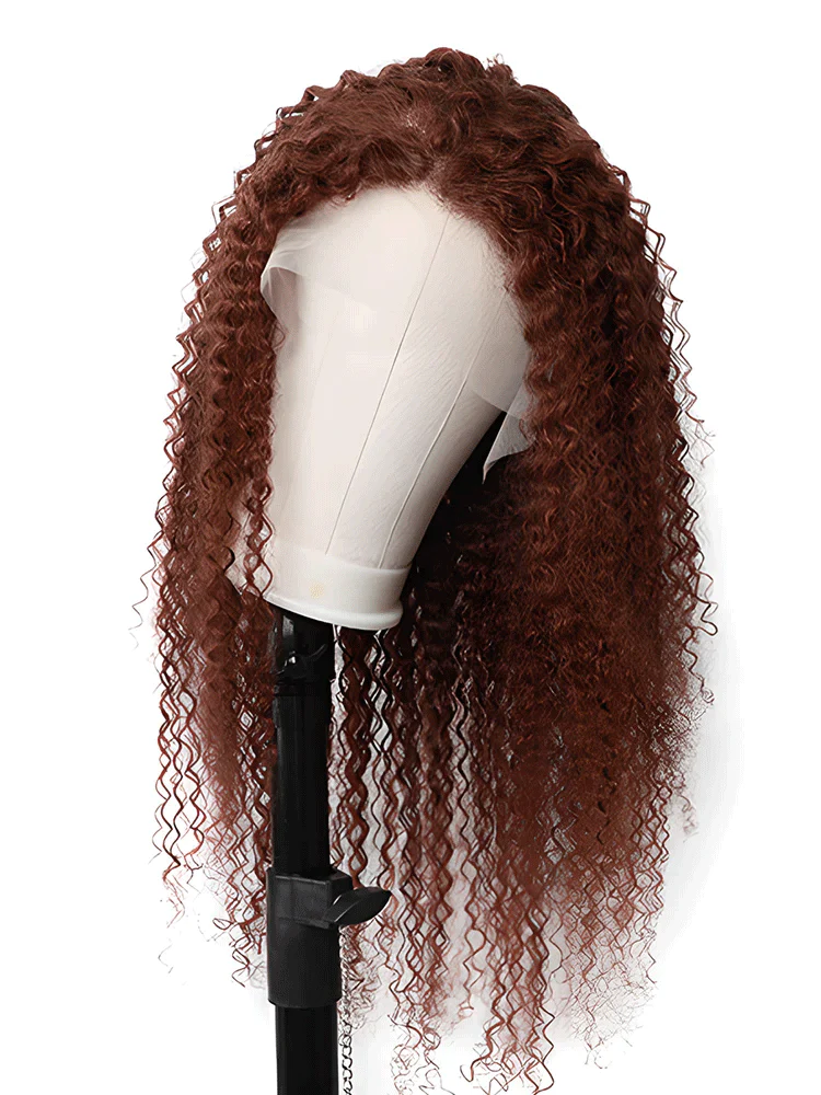 CurlyMe Reddish Brown Color Kinky Curly Lace Front Wigs Human Hair Pre Plucked - Image 4
