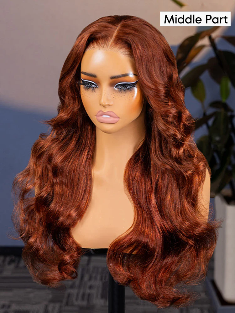 CurlyMe Copper Brown Body Wave Wear Go Glueless 7x5 Lace Wigs Human Hair Wigs - Image 7