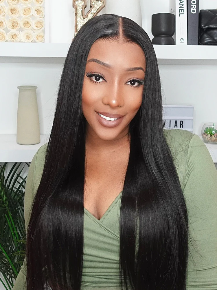 CurlyMe 9x6 HD Lace M-cap Wear Go Glueless Mini Knots Straight Hair Pre-cut Lace Front Wig Pre-plucked