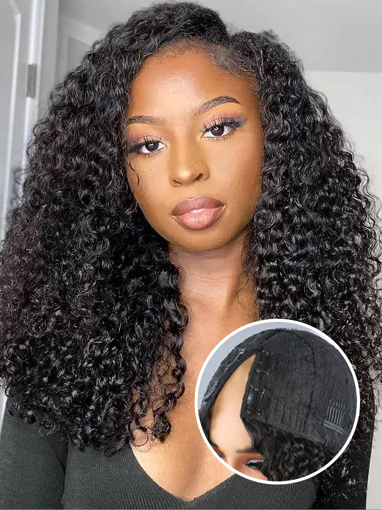 CurlyMe Kinky Curly V Part Wig Human Hair Glueless Wig Pre-plucked - Image 4