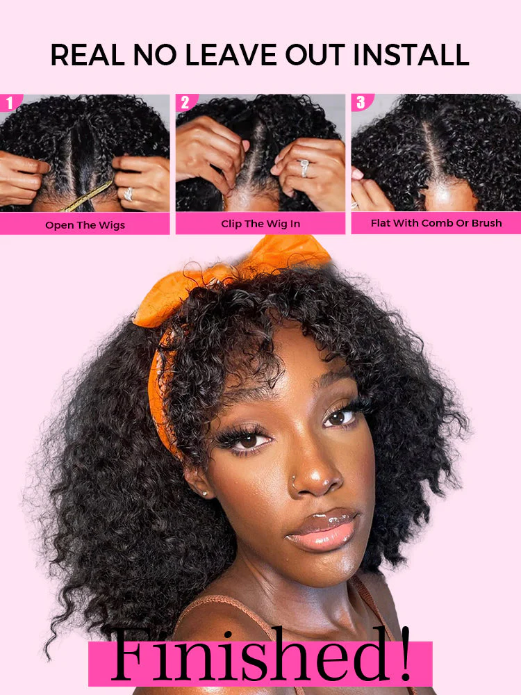 CurlyMe Kinky Curly V Part Wig Human Hair Glueless Wig Pre-plucked - Image 8