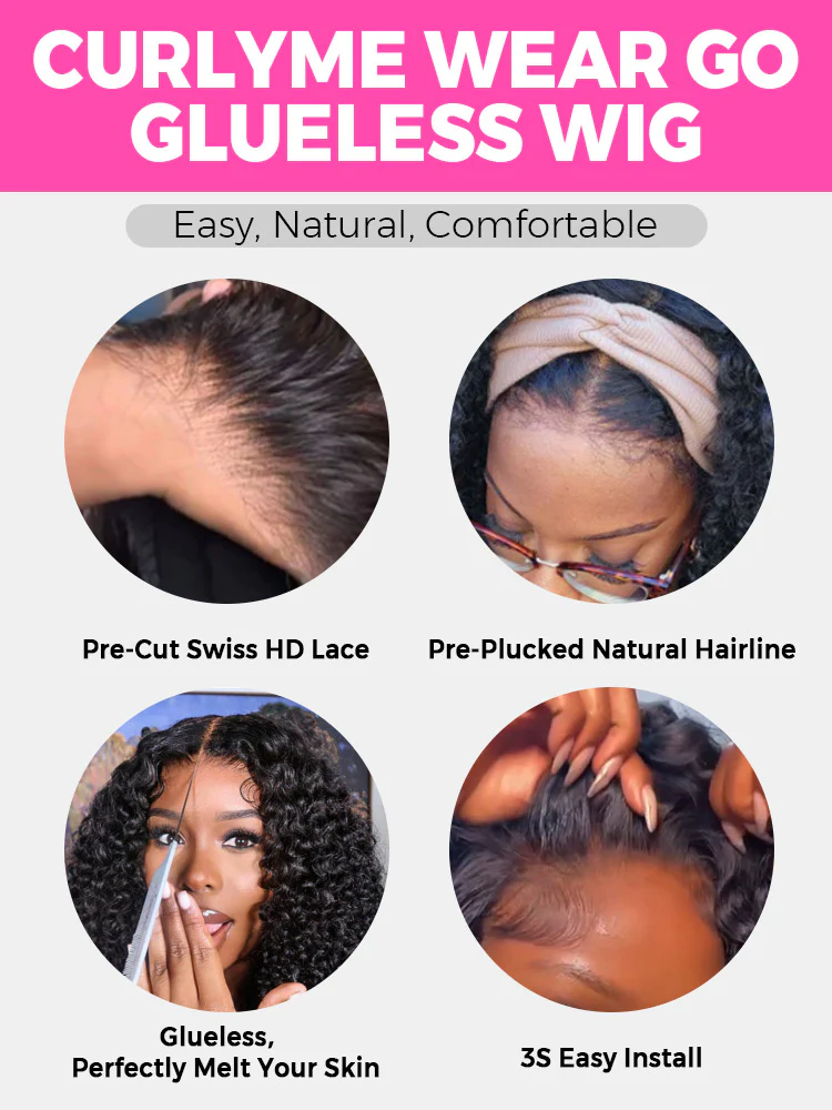 CurlyMe Pre-bleached Deep Wave Wear Go Glueless Wig Pre-cut 6x4 HD Lace Wig Pre-plucked - Image 5