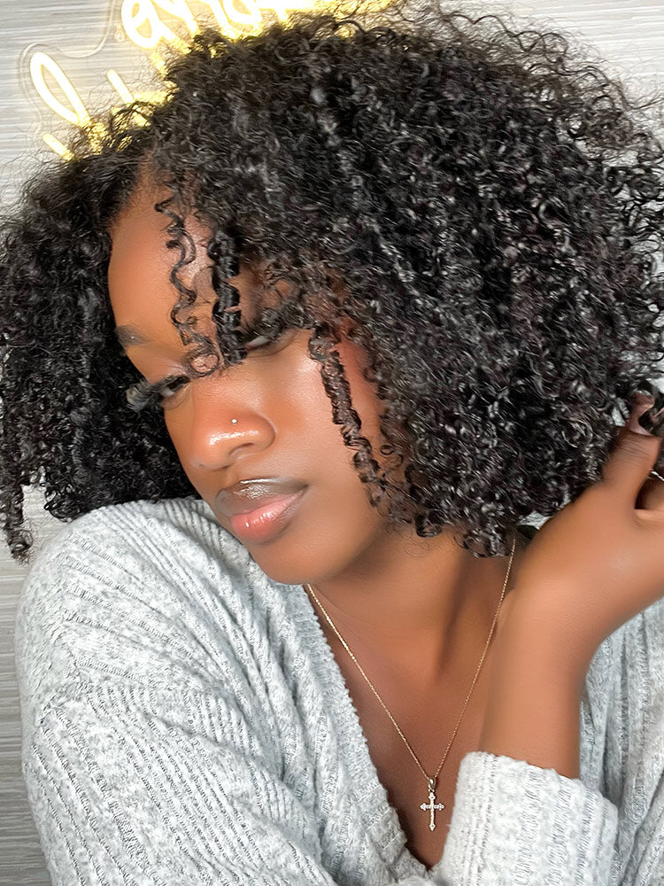 CurlyMe Pre-bleached Knots Easy to Wear Glueless Pre-cut HD Lace Kinky Curly Wig Pre-plucked - Image 3