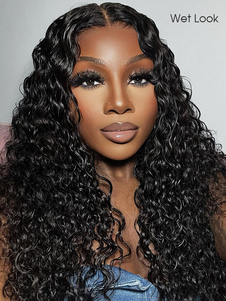 CurlyMe Pre-bleached Water Wave Wear Go Glueless Pre-cut HD Lace Wig Pre-plucked - Image 4