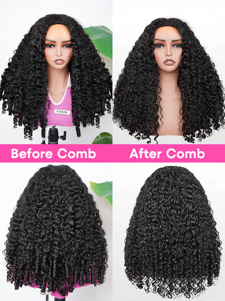 CurlyMe 3 In 1 Half Wig Burmese Curly Glueless Install Half Wig With Adjustable String Beginner Friendly - Image 11
