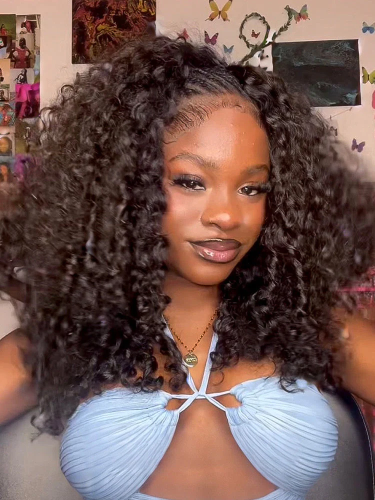 CurlyMe 3 In 1 Half Wig Burmese Curly Glueless Install Half Wig With Adjustable String Beginner Friendly - Image 2