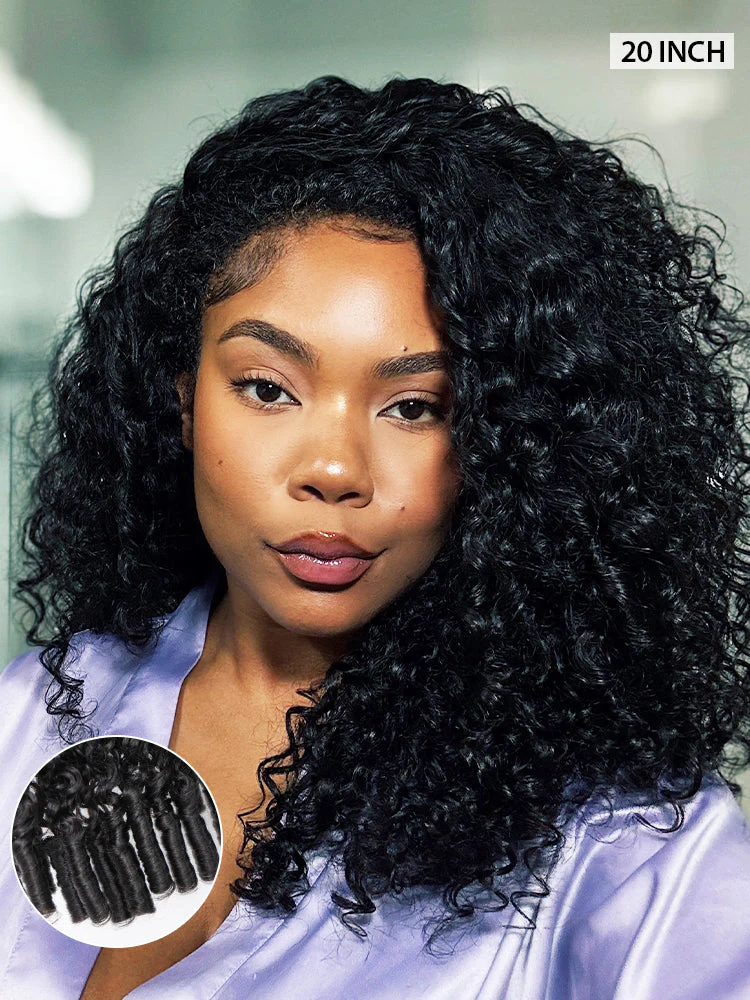 CurlyMe 3 In 1 Half Wig Burmese Curly Glueless Install Half Wig With Adjustable String Beginner Friendly - Image 5