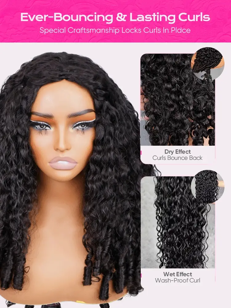 CurlyMe 3 In 1 Half Wig Burmese Curly Glueless Install Half Wig With Adjustable String Beginner Friendly - Image 8