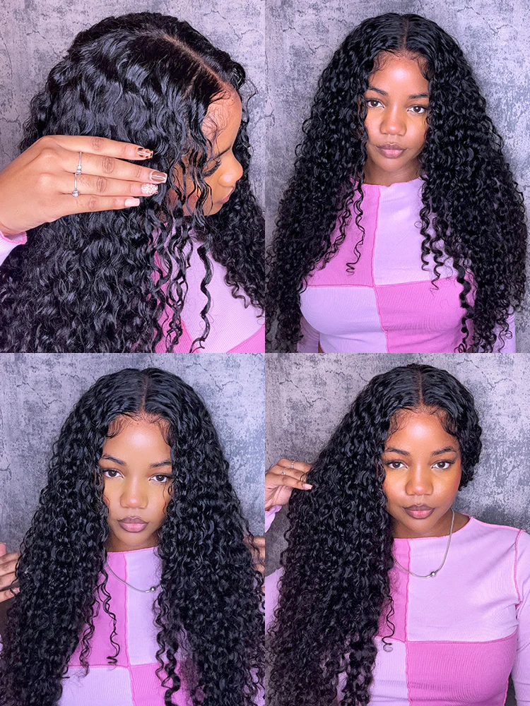 CurlyMe Pre-bleached Knots Wear Go Glueless Wig Pre-cut HD Lace Water Wave Human Hair - Image 4