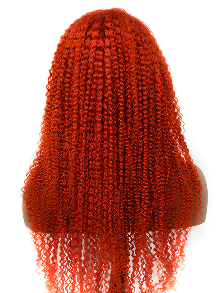 CurlyMe Bright Orange Kinky Curly Hair 13x4 Lace Front Wigs For Women - Image 5