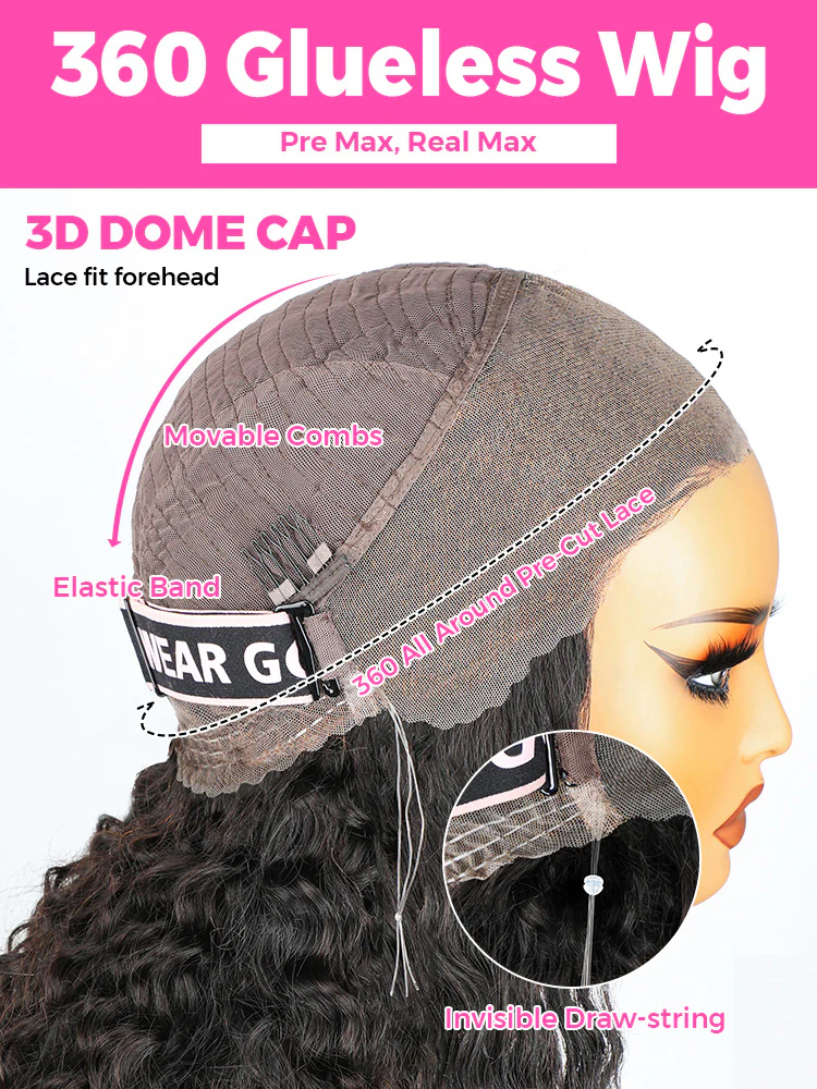 CurlyMe 360 Lace Wear Go Highlight Water Wave Hair Glueless Wigs Pre-Plucked Lace Front Wig - Image 7