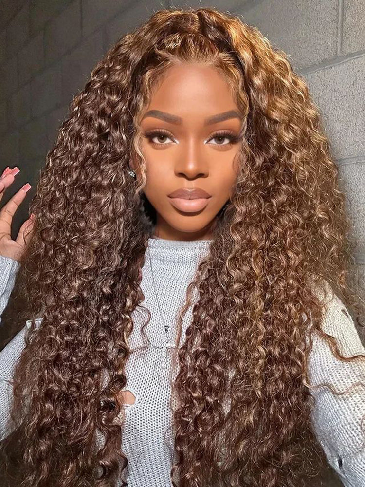 CurlyMe 360 Lace Wear Go Highlight Water Wave Hair Glueless Wigs Pre-Plucked Lace Front Wig - Image 2