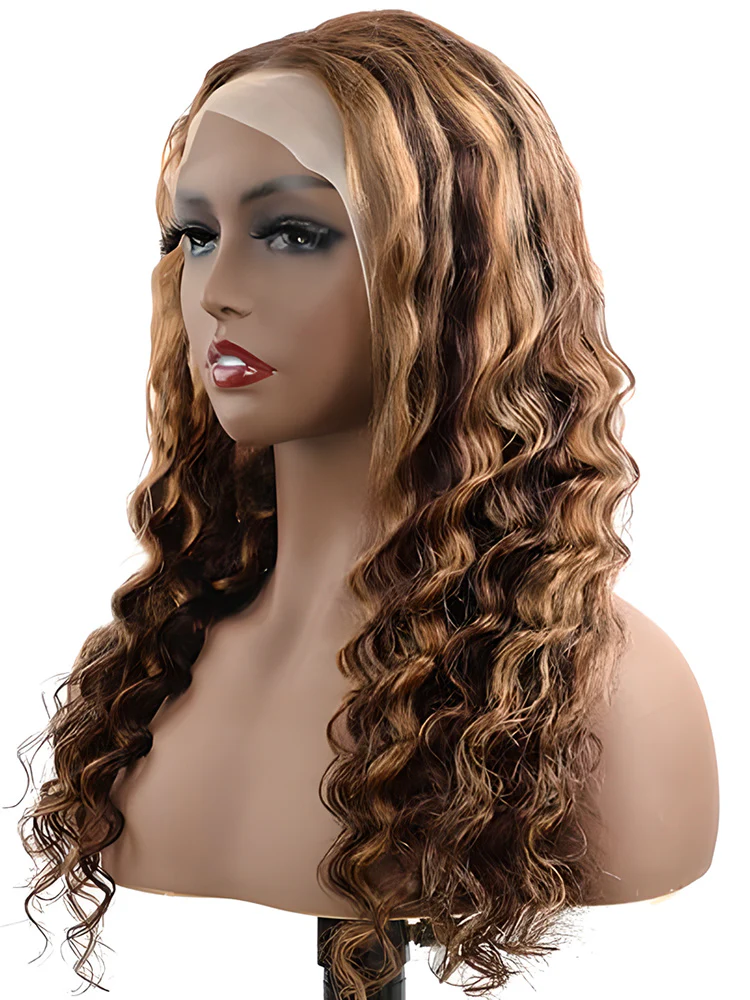 CurlyMe Highlights Ombre Loose Deep Wave Lace Wig Human Hair - Image 3