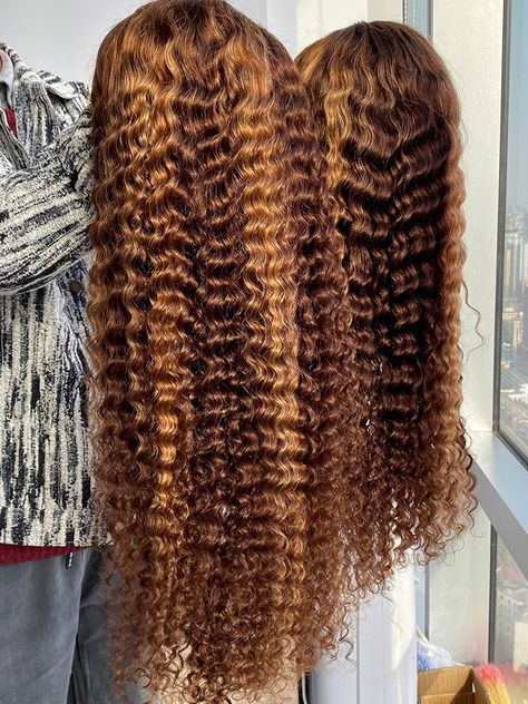 CurlyMe Highlights Ombre Hair Water Wave Human Hair Wigs Transparent Lace Wigs Pre Plucked - Image 3