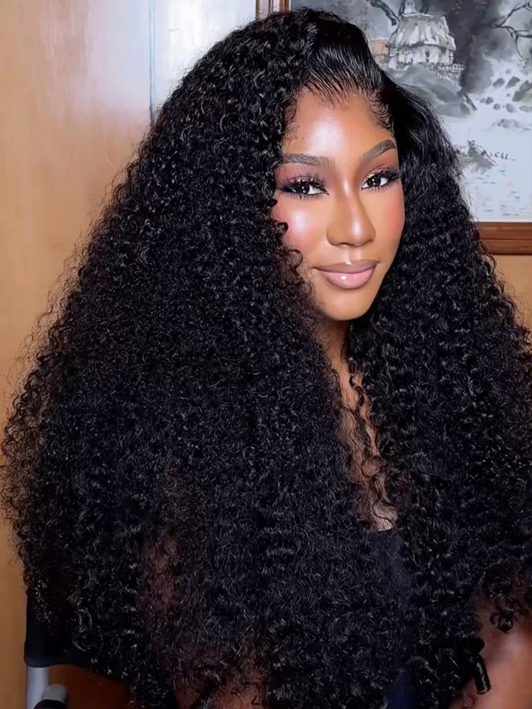 CurlyMe Kinky Curly Hair Pre-bleached 13x4 Swiss HD Lace/Transparent Lace Front Wigs Pre Plucked - Image 2