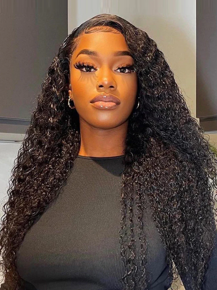 CurlyMe Kinky Curly Hair Pre-bleached 13x4 Swiss HD Lace/Transparent Lace Front Wigs Pre Plucked - Image 7
