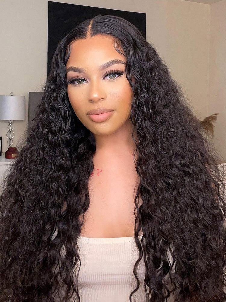 CurlyMe Popular Natural Wave Pre-bleached 13x4 Swiss HD Lace/Transparent Lace Front Wigs Human Hair - Image 4