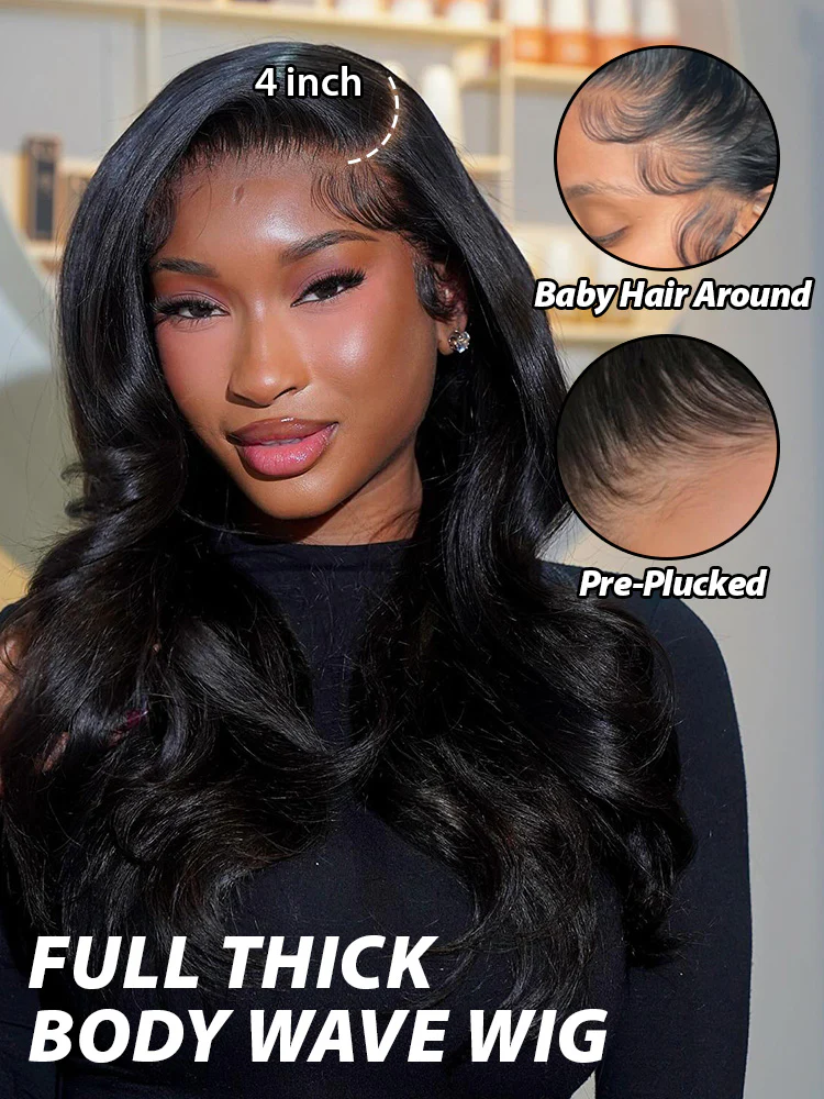 CurlyMe Pre Bleached Human Hair 13x4/13x6 Swiss Lace Front Wig Pre Plucked - Image 6