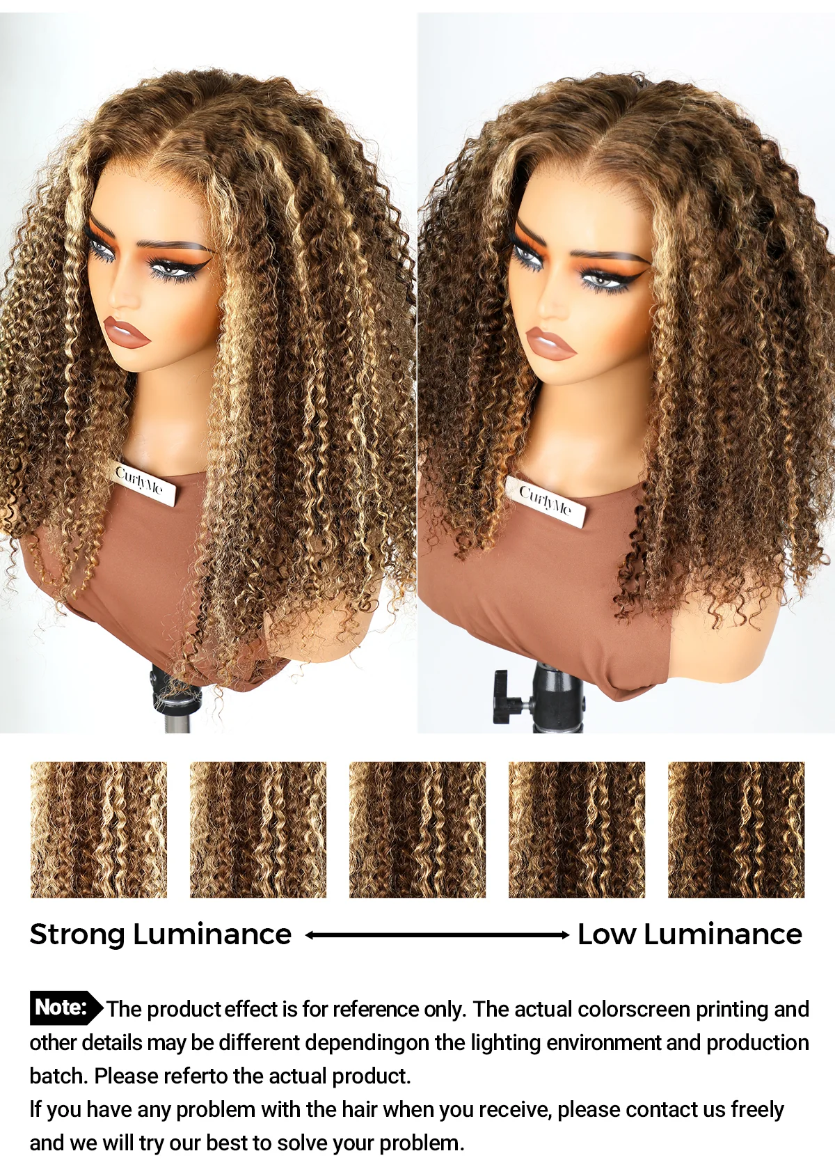 CurlyMe Highlights Ombre Hair Wear Go Glueless Wigs Pre Cut Transparent Lace Wigs - Image 11