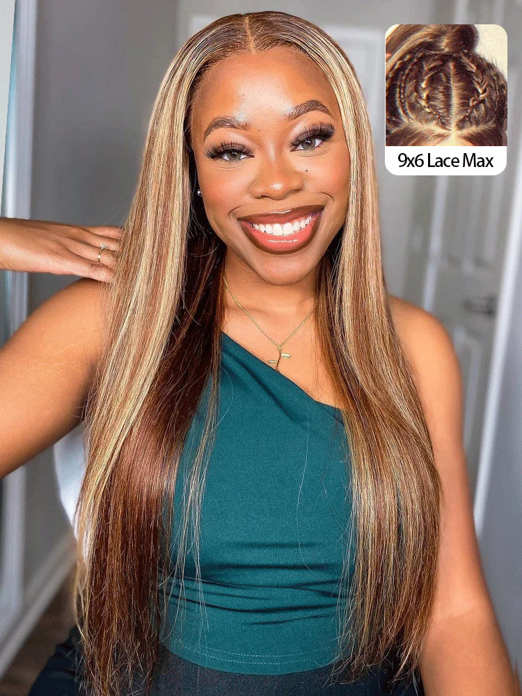 CurlyMe Highlights Ombre Hair Wear Go Glueless Wigs Pre Cut Transparent Lace Wigs - Image 4