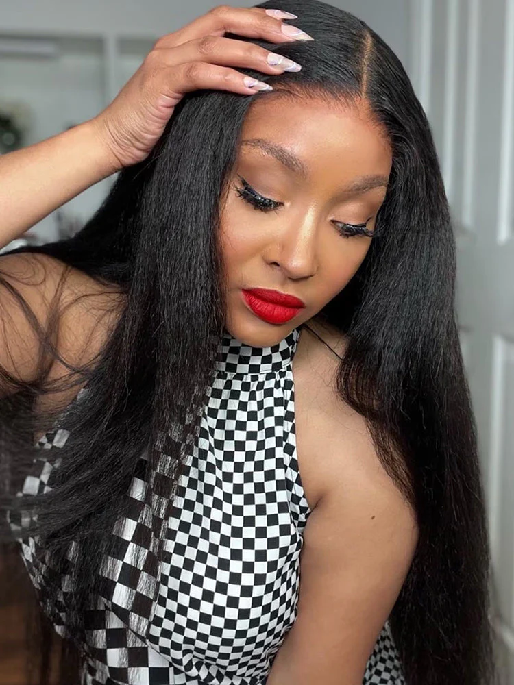 CurlyMe Pre-cut 9x6 Lace M-cap Wear Go Glueless Mini Knots Light Yaki Straight Hair HD Lace Front Wig Pre-plucked - Image 10