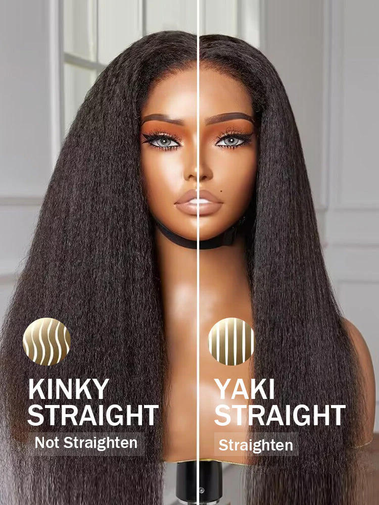 CurlyMe Pre-cut 9x6 Lace M-cap Wear Go Glueless Mini Knots Light Yaki Straight Hair HD Lace Front Wig Pre-plucked - Image 3