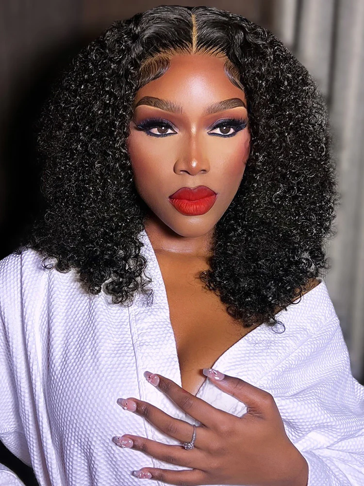 CurlyMe Pre-bleached Wear Go Afro Kinky Curly 7x5 Pre-cut HD Lace Glueless Wig Pre-plucked - Image 4