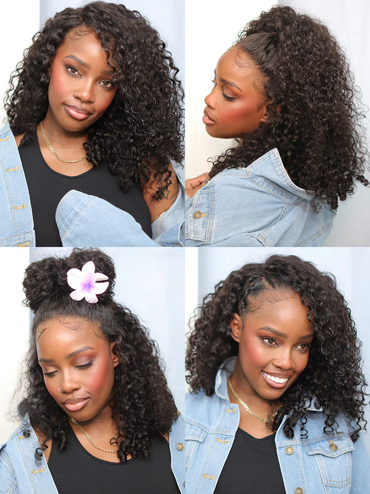CurlyMe Pre-bleached Wear Go Glueless Wig 7x5 Pre-cut HD Lace Burmese Curly Human Hair - Image 5