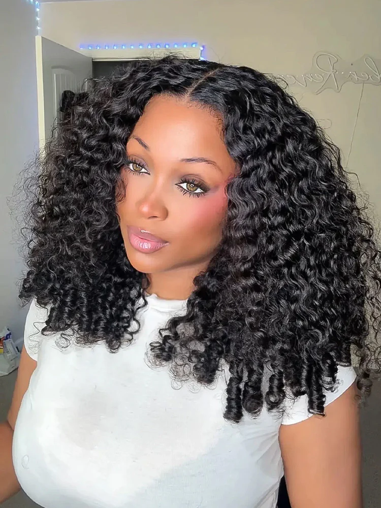 CurlyMe Pre Bleached Knots Burmese Curly Hair 13x6 Pre-Cut HD Lace Frontal Wig With Elastic Draw-string Wear Go Wig - Image 2