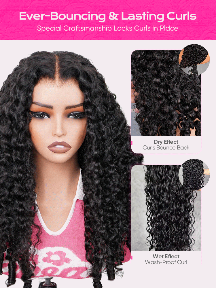 CurlyMe Pre Bleached Knots Burmese Curly Hair 13x6 Pre-Cut HD Lace Frontal Wig With Elastic Draw-string Wear Go Wig - Image 7