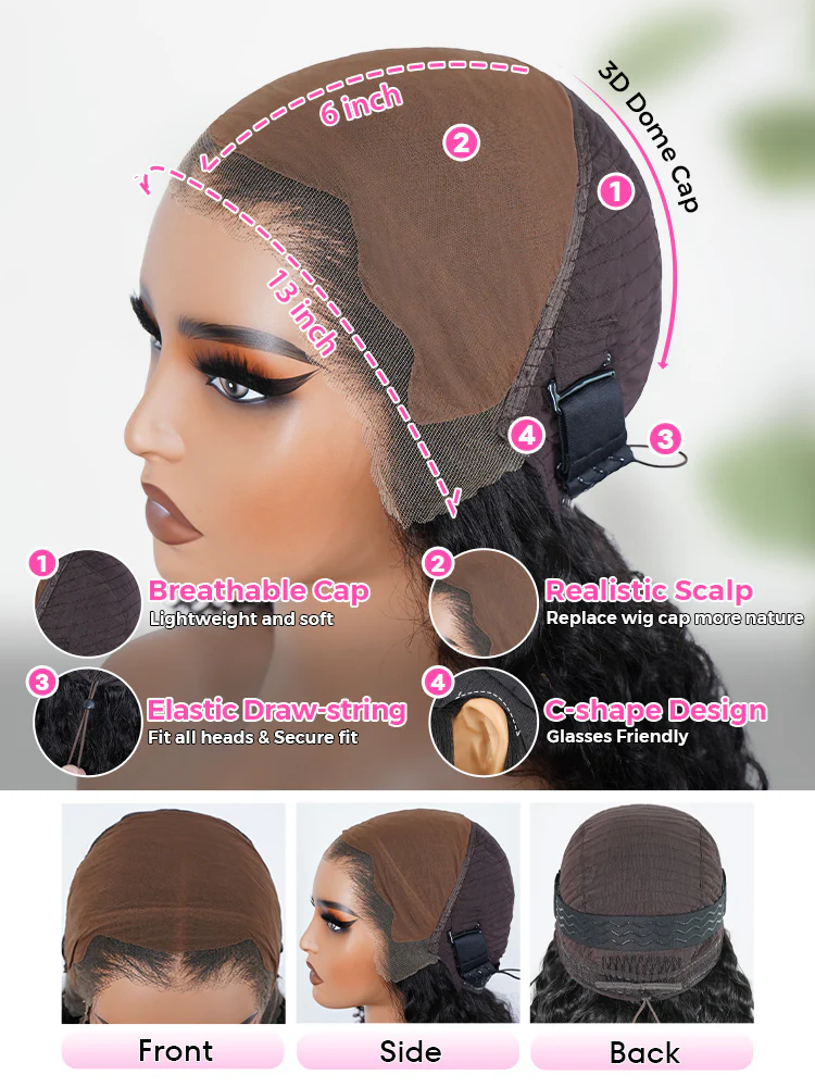 CurlyMe Pre Bleached Knots Burmese Curly Hair 13x6 Pre-Cut HD Lace Frontal Wig With Elastic Draw-string Wear Go Wig - Image 9