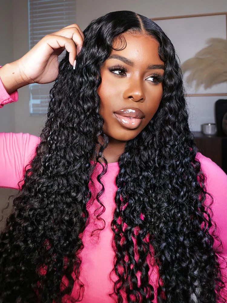 CurlyMe Pre-bleached Deep Wave Wear Go Glueless Wig Pre-cut 7x5 HD Lace Wig Pre-plucked - Image 3