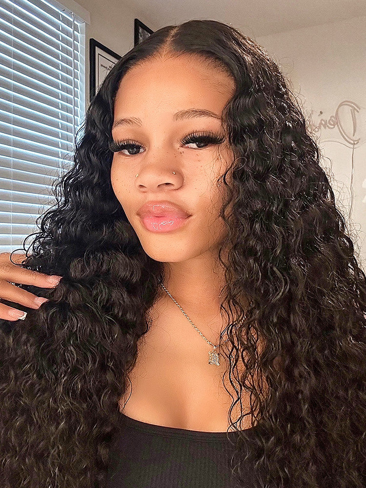 CurlyMe Pre-bleached Deep Wave Wear Go Glueless Wig Pre-cut 7x5 HD Lace Wig Pre-plucked - Image 4