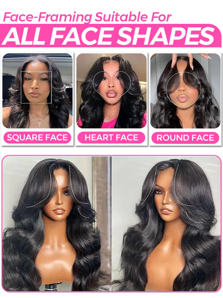 CurlyMe Layered Cut Pre-Bleached Body Wave Pre-Cut HD Lace Wear Go Glueless Wigs - Image 5