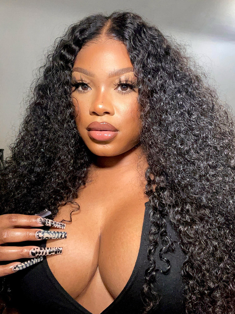 CurlyMe Pre Bleached Knots Water Wave Hair 13x4/13x6 HD Lace Frontal Wig With Elastic Drawstring Wear Go Wig - Image 10