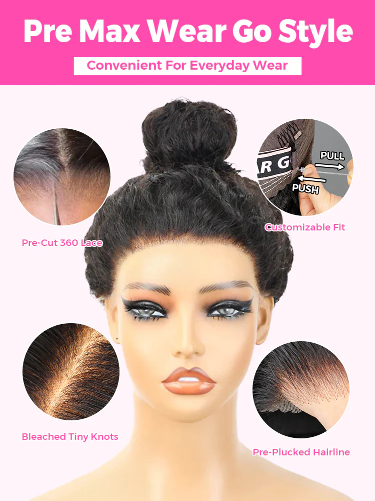 CurlyMe 360 Fit Pre-Cut Lace Wear Go Pre-Bleached Ocean Wave Human Hair Pre-Plucked Wig - Image 8