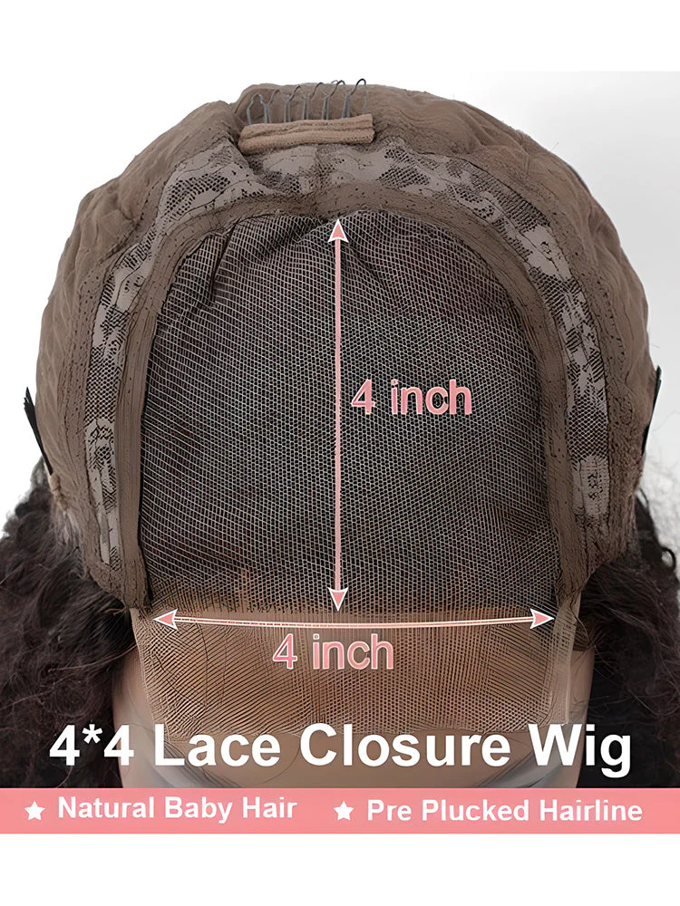 CurlyMe Loose Deep Wave Hair Gorgeous 4x4 Lace Closure Wig Pre Plucked Natural Color Curly Hair - Image 3