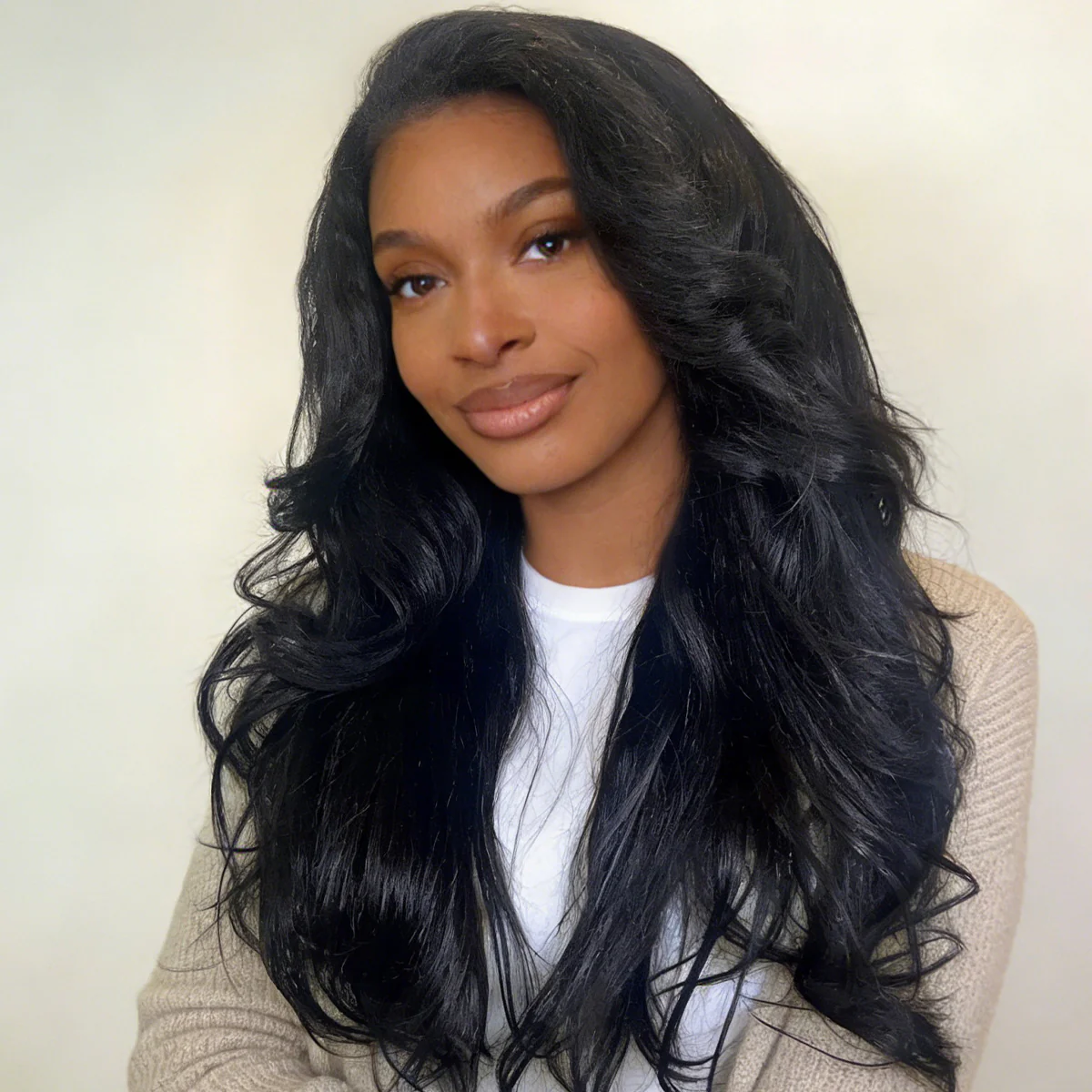CurlyMe Pre-Styled Layered Cut Kinky Straight Glueless Install Half Wig With Draw-string Beginner Friendly - Image 2