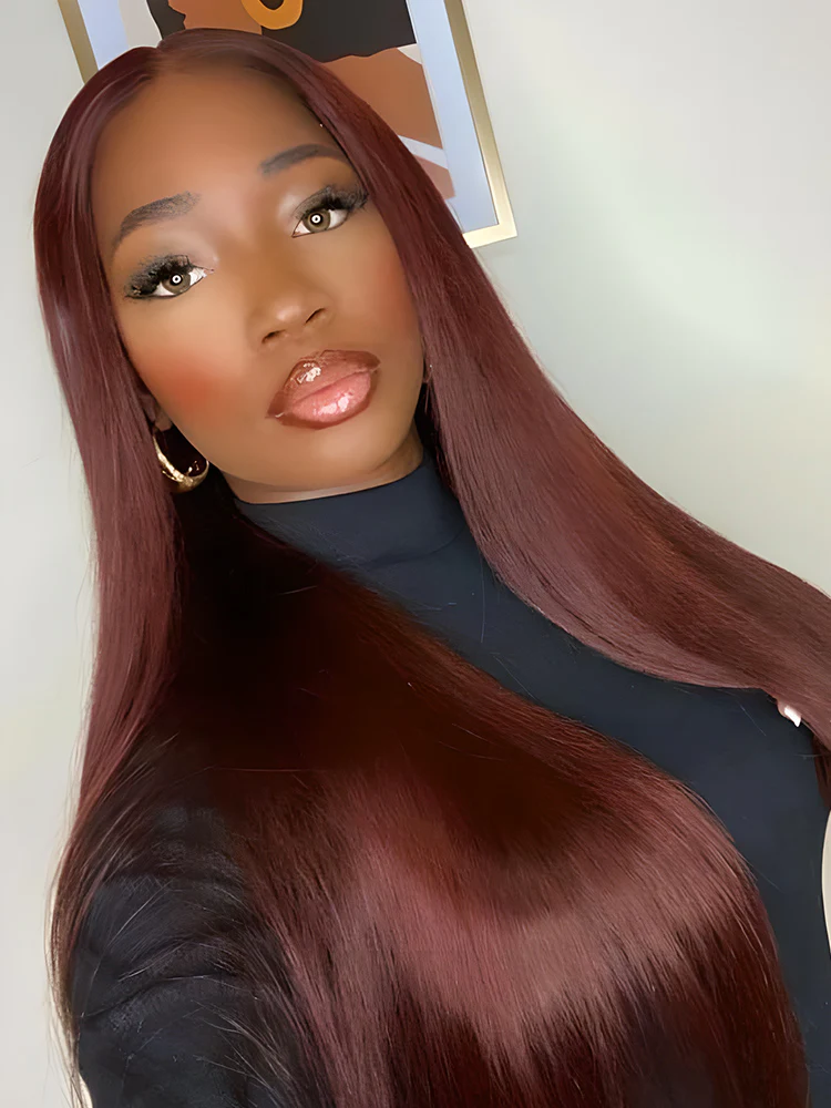 CurlyMe Pre-Plucked Wear Go Glueless Reddish Brown Straight Hair Pre-cut Lace - Image 9