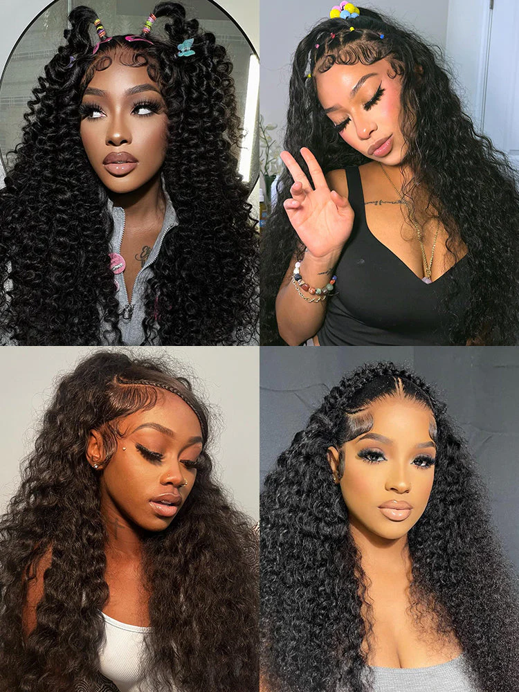 CurlyMe 360 Lace Fit Wear Go Pre-Bleached Water Wave Human Hair Glueless Wig Pre-Plucked - Image 6